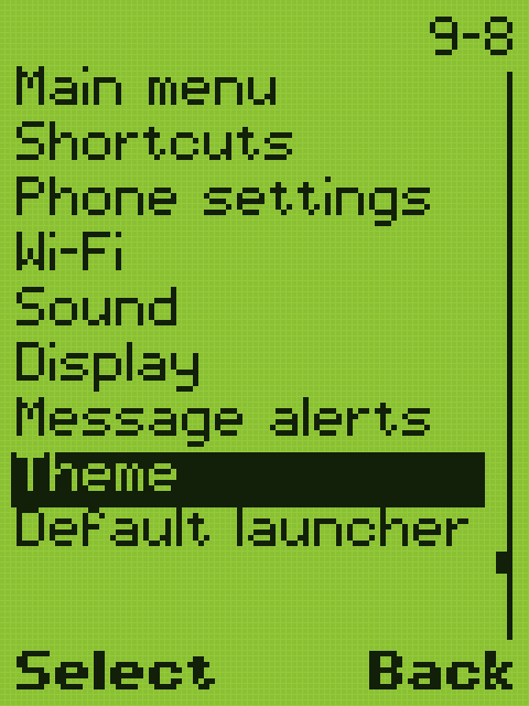 Settings list